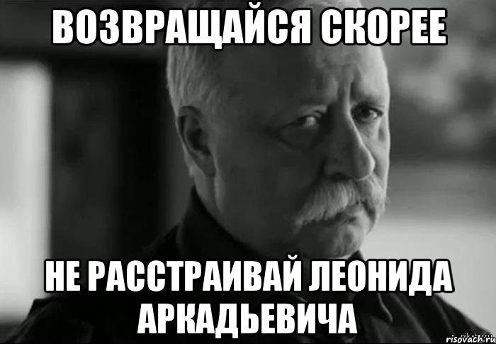 возвращайся скорее не расстраивай леонида аркадьевича, Мем Не расстраивай Леонида Аркадьевича