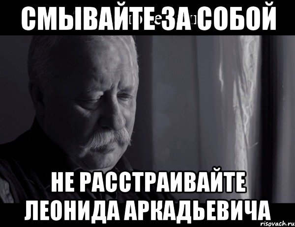 Смывайте за собой Не расстраивайте Леонида Аркадьевича, Мем Не расстраивай Леонида Аркадьевича