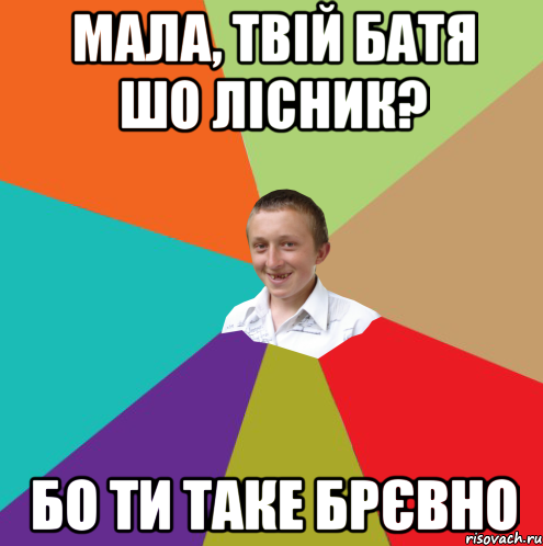 мала, твій батя шо лісник? бо ти таке брєвно, Мем  малый паца