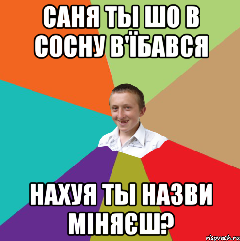 Саня ты шо в сосну в'їбався Нахуя ты назви міняєш?, Мем  малый паца