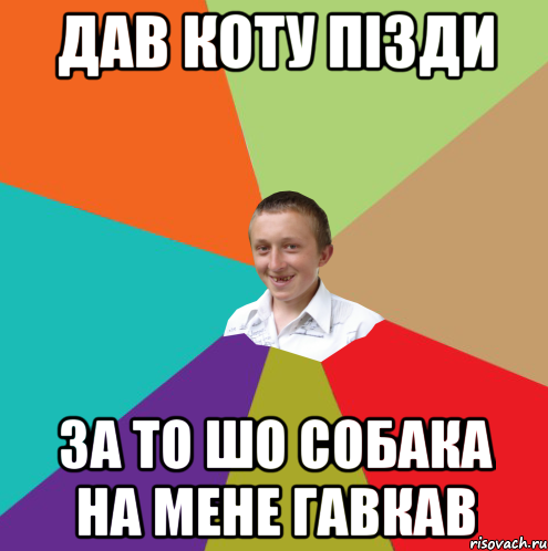 дав коту пізди за то шо собака на мене гавкав, Мем  малый паца