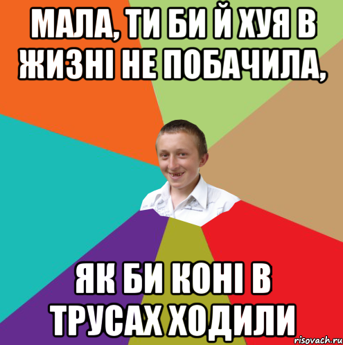 мала, ти би й хуя в жизні не побачила, як би коні в трусах ходили, Мем  малый паца