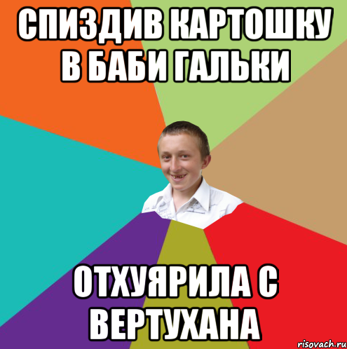 Спиздив картошку в баби Гальки Отхуярила с вертухана, Мем  малый паца