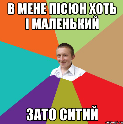 в мене пісюн хоть і маленький зато ситий, Мем  малый паца