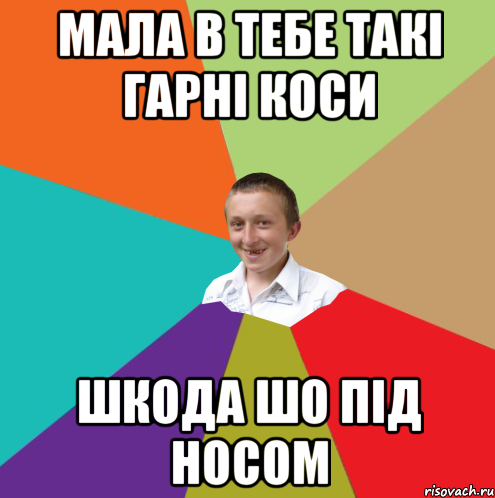 мала в тебе такі гарні коси шкода шо під носом, Мем  малый паца