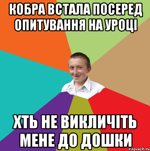 Кобра встала посеред опитування на уроці Хть не викличіть мене до дошки