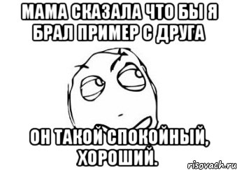 Мама сказала что бы я брал пример с друга Он такой спокойный, хороший., Мем Мне кажется или