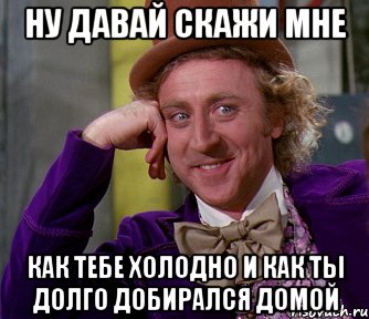 ну давай скажи мне как тебе холодно и как ты долго добирался домой, Мем мое лицо