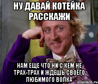 ну давай котейка расскажи нам еще что ни с кем не трах-трах и ждешь своего любимого волка, Мем мое лицо