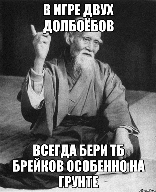 В игре двух долбоёбов всегда бери ТБ брейков особенно на грунте, Мем Монах-мудрец (сэнсей)