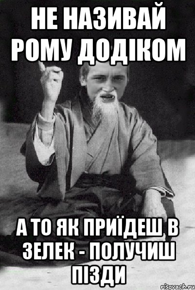 Не називай Рому додіком А то як приїдеш в Зелек - получиш пізди, Мем Мудрий паца