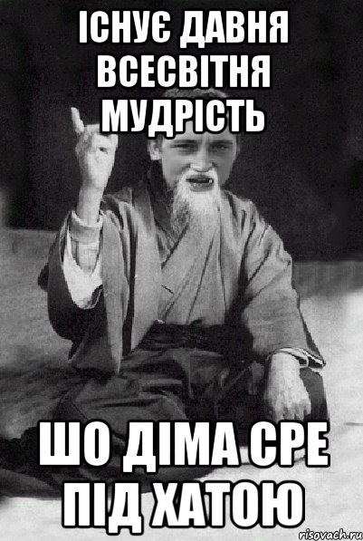 існує давня всесвітня мудрість шо діма сре під хатою, Мем Мудрий паца