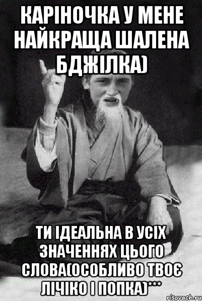 Каріночка у мене найкраща шалена бджілка) Ти ідеальна в усіх значеннях цього слова(особливо твоє лічіко і попка)***, Мем Мудрий паца