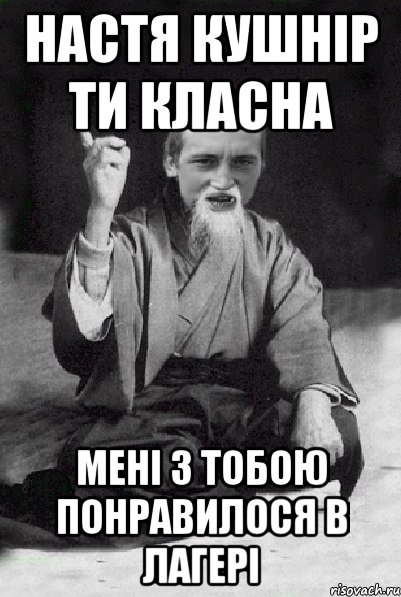 Настя Кушнір ти класна мені з тобою понравилося в лагері, Мем Мудрий паца