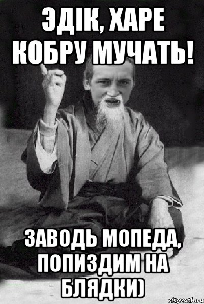 Эдiк, харе кобру мучать! Заводь мопеда, попиздим на блядки), Мем Мудрий паца