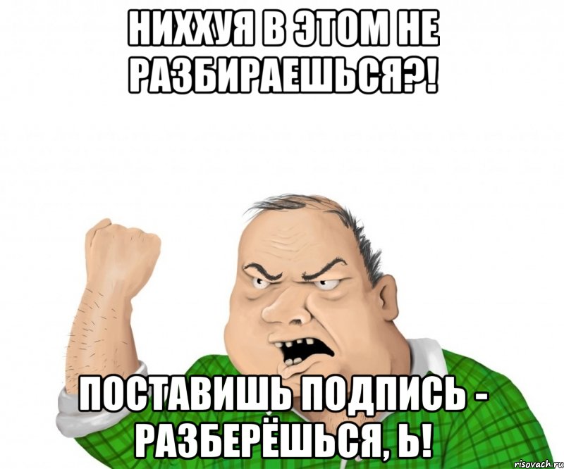 Ниххуя в этом не разбираешься?! Поставишь подпись - разберёшься, Ь!, Мем мужик