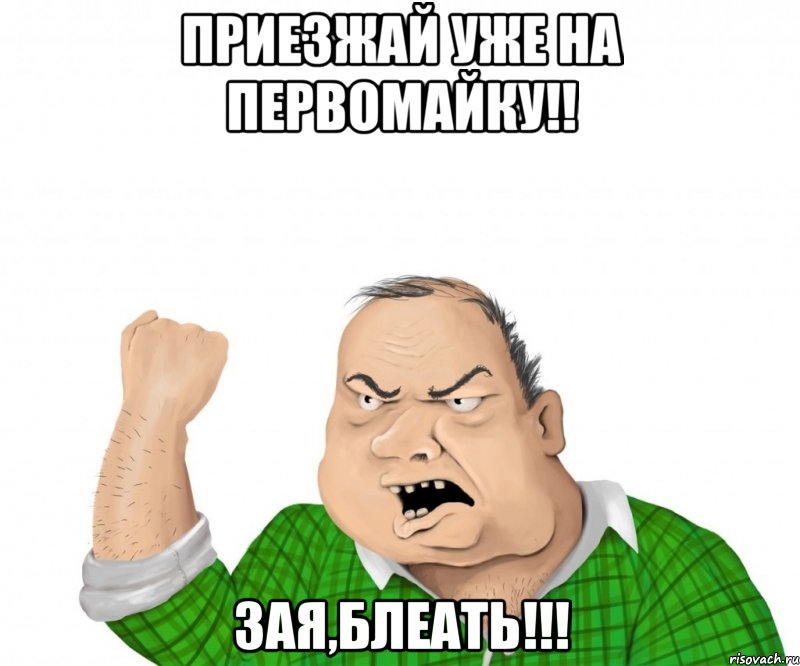 Приезжай уже на первомайку!! Зая,блеать!!!, Мем мужик