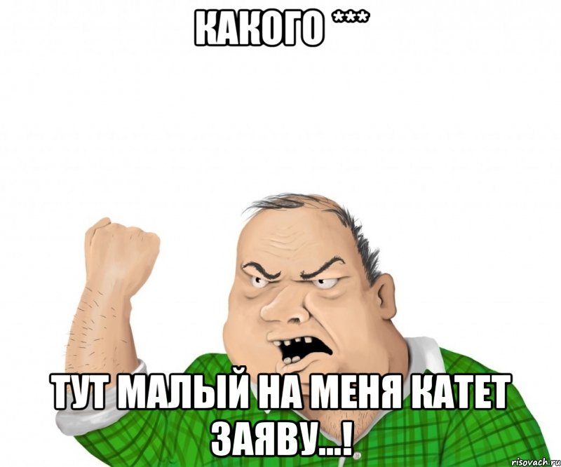 КАКОГО *** ТУТ МАЛЫЙ НА МЕНЯ КАТЕТ ЗАЯВУ...!, Мем мужик