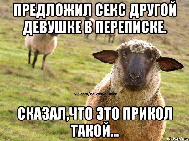 Предложил секс другой девушке в переписке. Сказал,что это прикол такой..., Мем  Наивная Овца