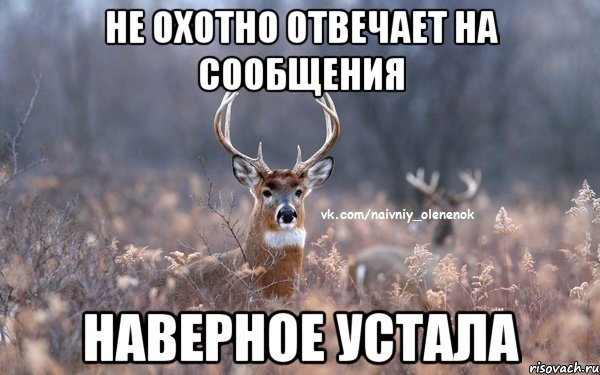 не охотно отвечает на сообщения наверное устала