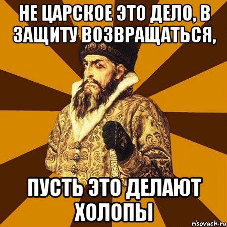 не царское это дело, в защиту возвращаться, пусть это делают холопы, Мем Не царское это дело