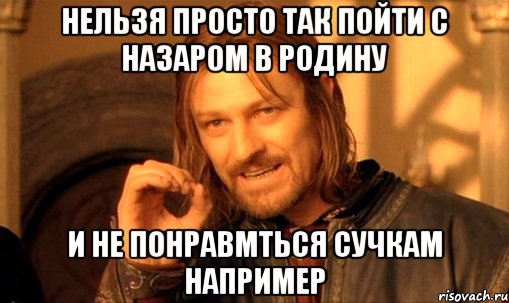 НЕЛЬЗЯ ПРОСТО ТАК ПОЙТИ С НАЗАРОМ В РОДИНУ И НЕ ПОНРАВМТЬСЯ СУЧКАМ НАПРИМЕР, Мем Нельзя просто так взять и (Боромир мем)