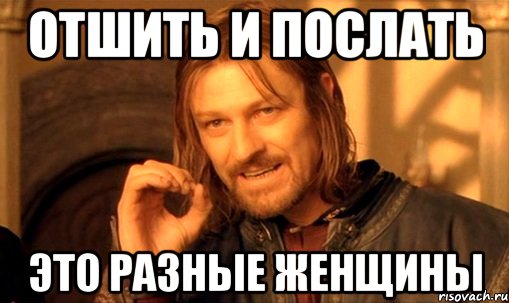 Отшить и послать Это разные женщины, Мем Нельзя просто так взять и (Боромир мем)