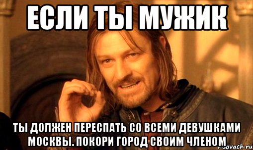 Если ТЫ мужик ты должен переспать со всеми девушками Москвы. Покори город своим членом, Мем Нельзя просто так взять и (Боромир мем)