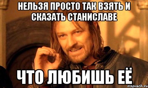 Нельзя просто так взять и сказать Станиславе что любишь её, Мем Нельзя просто так взять и (Боромир мем)