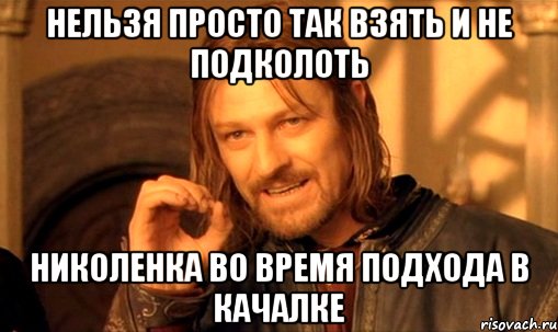 Нельзя просто так взять и не подколоть Николенка во время подхода в качалке, Мем Нельзя просто так взять и (Боромир мем)