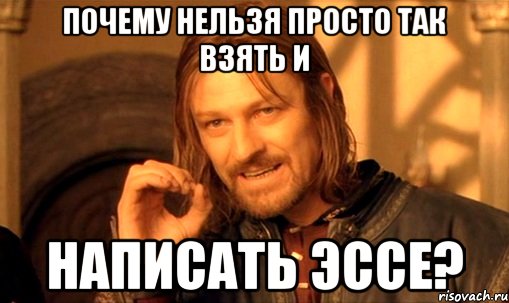 Почему нельзя просто так взять и написать эссе?, Мем Нельзя просто так взять и (Боромир мем)