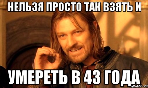 Нельзя просто так взять и умереть в 43 года, Мем Нельзя просто так взять и (Боромир мем)