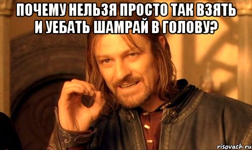 Почему нельзя просто так взять и уебать Шамрай в голову? , Мем Нельзя просто так взять и (Боромир мем)