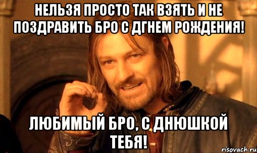 нельзя просто так взять и не поздравить бро с дгнем рождения! любимый бро, с днюшкой тебя!, Мем Нельзя просто так взять и (Боромир мем)