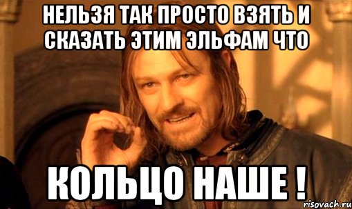 Нельзя так просто взять и сказать этим эльфам что Кольцо наше !, Мем Нельзя просто так взять и (Боромир мем)