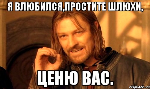 я влюбился,простите шлюхи, ценю вас., Мем Нельзя просто так взять и (Боромир мем)