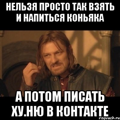 нельзя просто так взять и напиться коньяка а потом писать ху.ню в контакте, Мем Нельзя просто взять