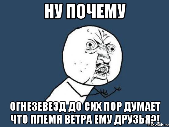 НУ ПОЧЕМУ ОГНЕЗЕВЕЗД ДО СИХ ПОР ДУМАЕТ ЧТО ПЛЕМЯ ВЕТРА ЕМУ ДРУЗЬЯ?!, Мем Ну почему