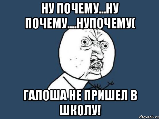 Ну почему...ну почему....нупочему( Галоша не пришел в школу!, Мем Ну почему