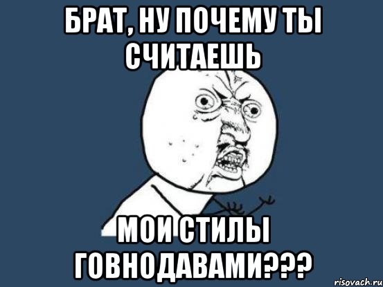 БРАТ, НУ ПОЧЕМУ ТЫ СЧИТАЕШЬ МОИ СТИЛЫ ГОВНОДАВАМИ???, Мем Ну почему