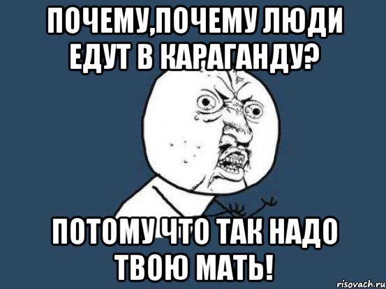 Почему,почему люди едут в Караганду? Потому что так надо твою мать!, Мем Ну почему