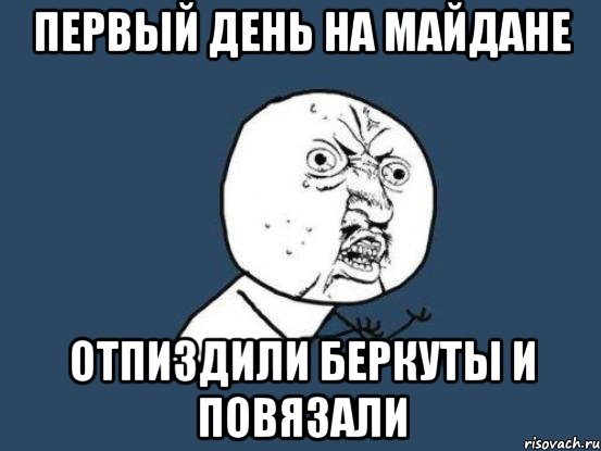 Первый день на майдане Отпиздили беркуты и повязали, Мем Ну почему