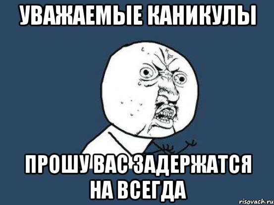 Уважаемые каникулы Прошу вас задержатся на всегда, Мем Ну почему