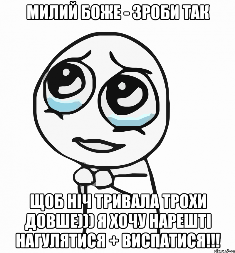 милий боже - зроби так щоб ніч тривала трохи довше))) я хочу нарешті нагулятися + виспатися!!!, Мем  ну пожалуйста (please)