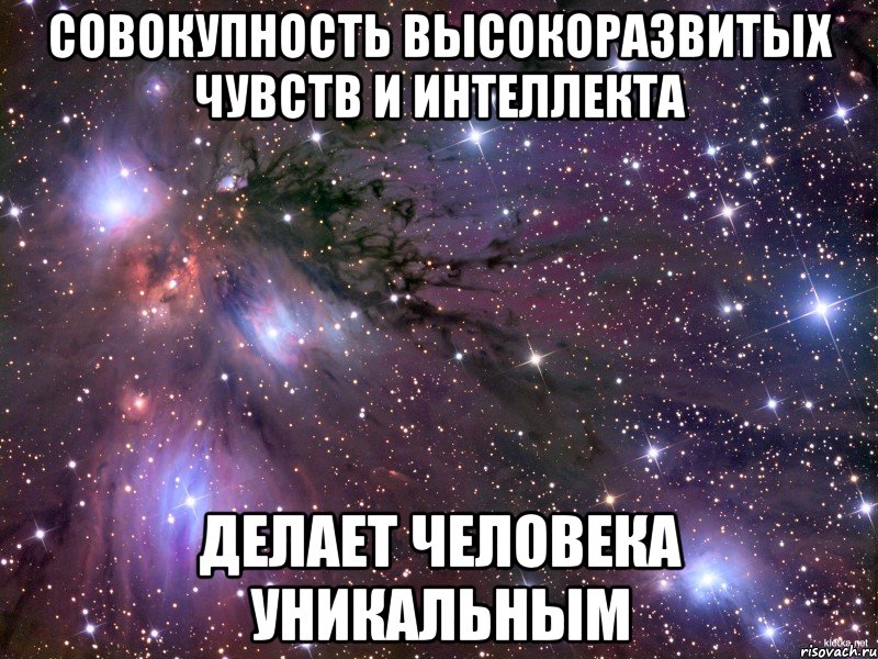 СОВОКУПНОСТЬ ВЫСОКОРАЗВИТЫХ ЧУВСТВ И ИНТЕЛЛЕКТА ДЕЛАЕТ ЧЕЛОВЕКА УНИКАЛЬНЫМ, Мем Космос