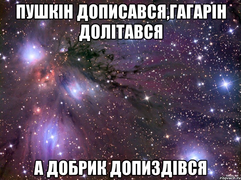 Пушкін дописався,Гагарін долітався а Добрик допиздівся, Мем Космос