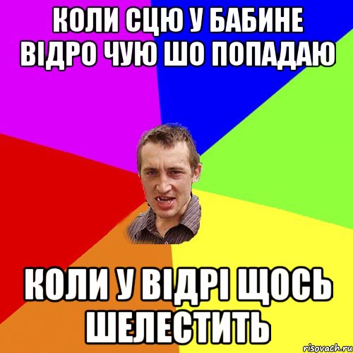 Коли сцю у бабине відро Чую шо попадаю Коли у відрі щось шелестить, Мем Чоткий паца