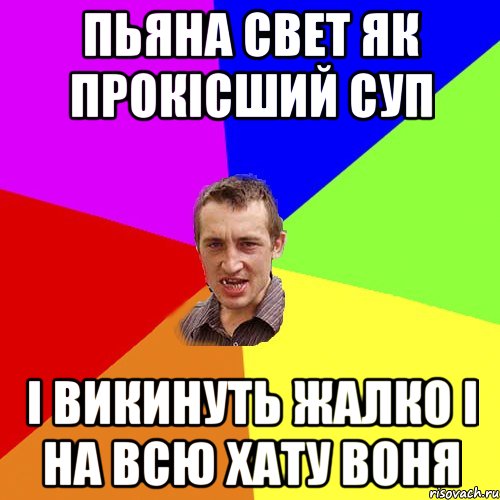 Пьяна Свет як прокісший суп І викинуть жалко І на всю хату воня, Мем Чоткий паца