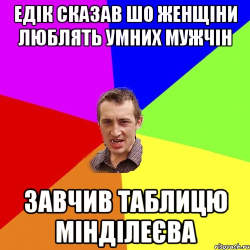 Едік сказав шо женщіни люблять умних мужчін завчив таблицю мінділеєва, Мем Чоткий паца