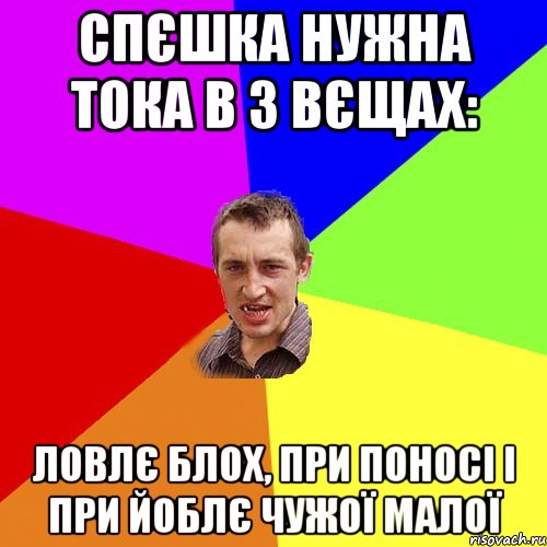 Спєшка нужна тока в 3 вєщах: Ловлє блох, при поносі і при йоблє чужої малої, Мем Чоткий паца